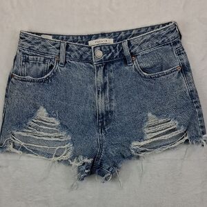 PacSun Fray Distressed High-Rise Festival Denim Shorts